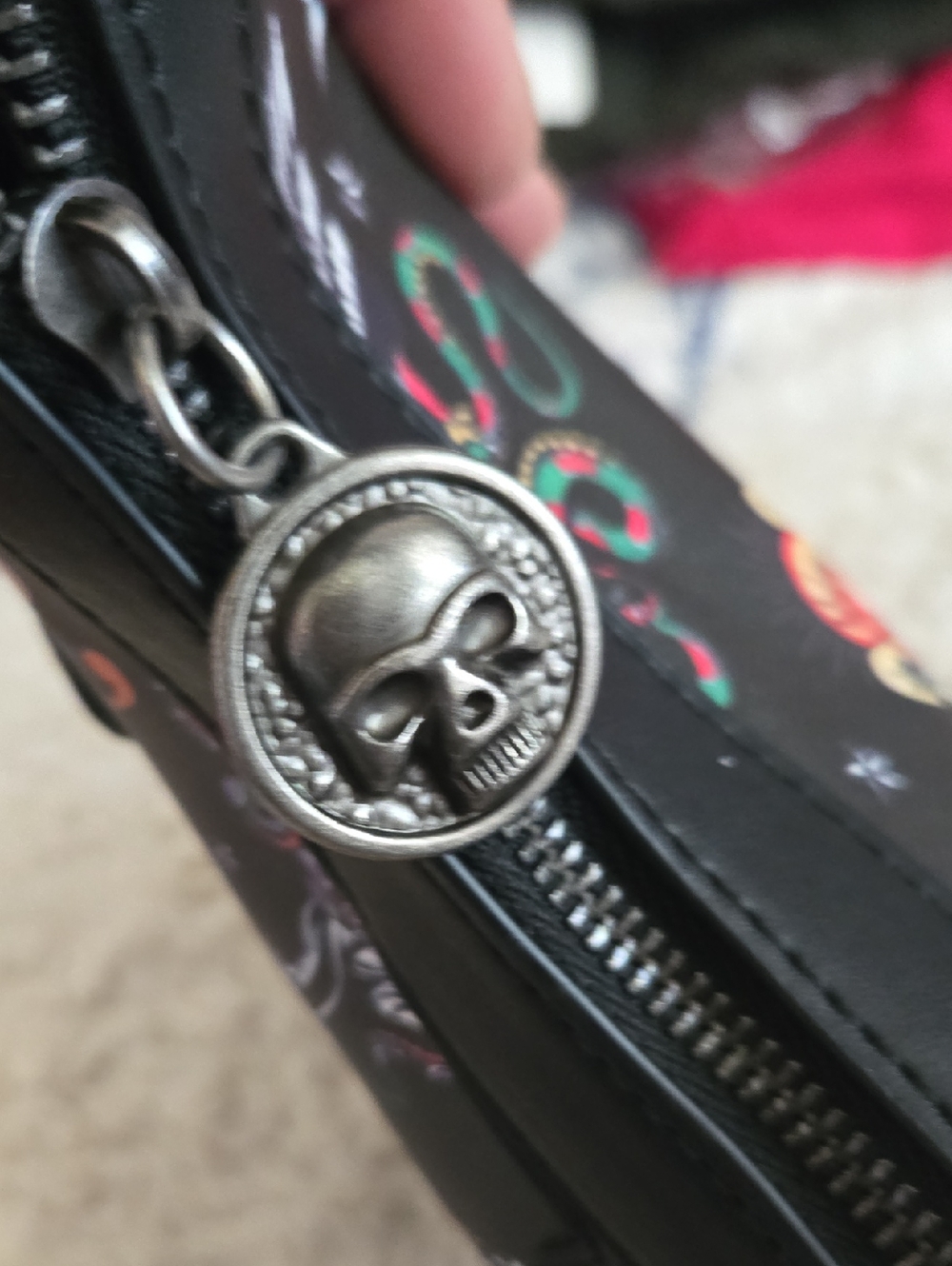 Ed Hardy Black Tattoo-Print Studded Shoulder Bag - Picture 4 of 6